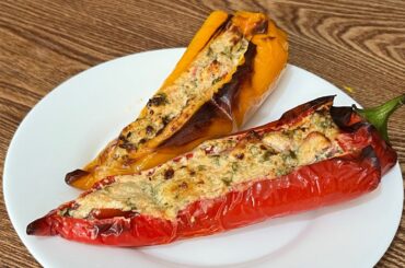 This Greek recipe drives everyone crazy! Stuffed Red Peppers with Cream Cheese!