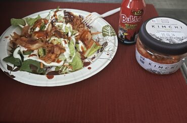 The proper way to eat a salad is to add Kimchi, and Buldak.