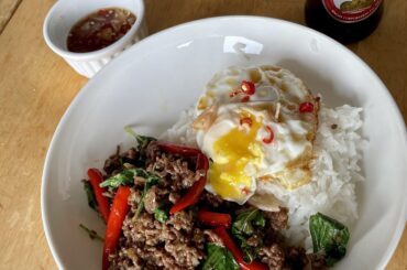 Made some Pork Pad Gapao with 20 Thai chillies, yum!