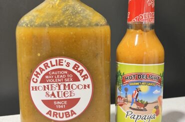 One sweet, one fire. Both great Aruban sauces