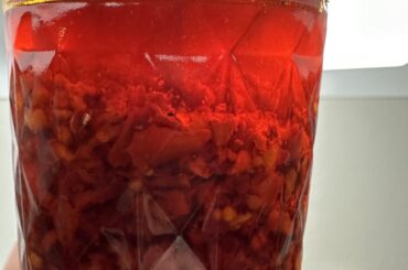 Freshly made chili oil sauce from a restaurant