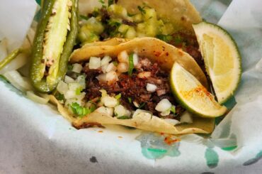 Tacos barbacoa ane chicken chimichanga