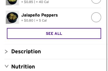 What are the calories in a big chez it tostada? The app shows two different numbers
