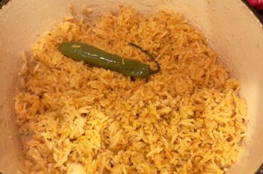 Arroz rojo and homemade pinto beans