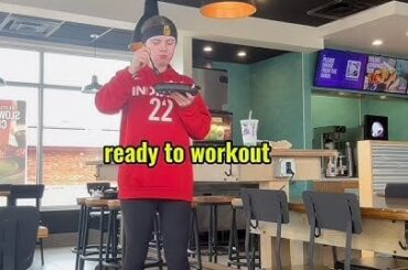 Girl does marathon inside taco bell