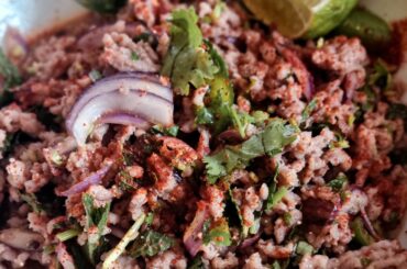Homemade Thai pork larb.