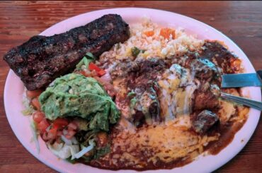 $12 for a 6oz steak and a cheese enchilada, 2 blocks from the Capitol building in Austin, TX. Texas Chili Parlour