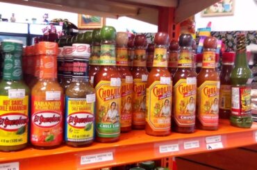 The hot sauce selection at Mary's Mexican Shop in Nanaimo, BC. TBH I'm new to spicy food and found the huge selection overwhelming enough that I didn't buy any sauces during this visit.
