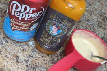 New here, made a nice mayo based dipping sauce to go with our waffle fries and wings. Ps, that Dr Pepper is the bees knees.