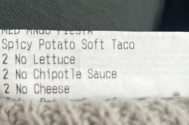 The only thing my sister will have from taco bell