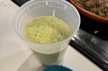 Ninfa's style "green sauce" (creamy tomatillo avocado salsa)