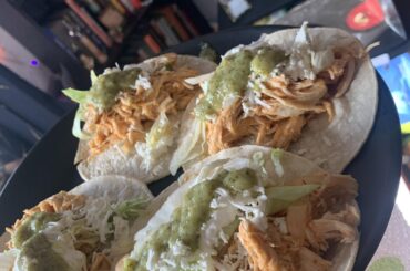 Chicken Tinga tacos w/ homemade salsa verde