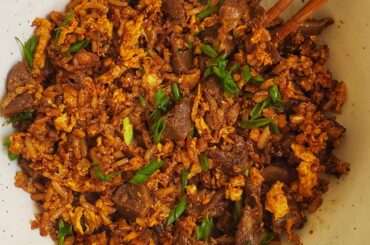 Fried rice with red scorpion oil