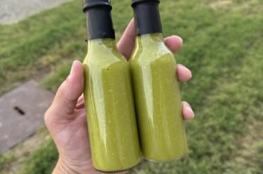 Simple. Serranos, garlic, vinegar, salt, brown sugar. Fermented the peppers and garlic for 3 days.