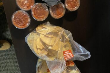 Ordered 1 chips and salsa from On the Border for $2.49. Got 3 bags of chips and a half gallon of salsa.