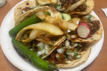 Tripas and pastor tacos