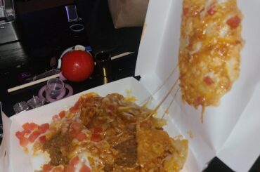 The saddest Mexican Pizza. I said it tastes like poison, had my bf taste it, he said it tastes like a 2x4