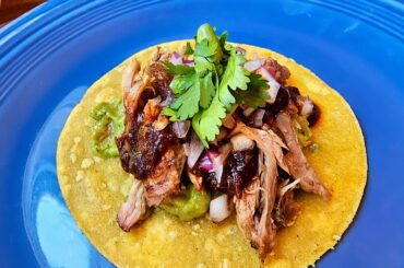 Pulled Duck Taco (with chipotle salsa and guacamole)