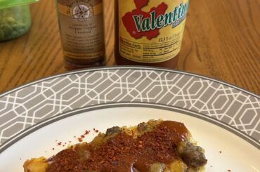 Breakfast casserole with Valentina and Aleppo peppers