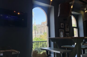 Taco bells in spain have chicken caesar wraps, real guac and this view.