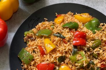 Capsicum Rice | Bell Pepper Rice Recipe | Tawa Capsicum Pulao | Capsicum Pulao Recipe