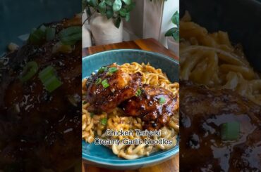 Teriyaki Chicken Over Creamy Garlic Noodles