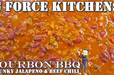 Bourbon BBQ Chunky Jalapeno & Beef Chili | Full Meal Recipe | No Talk Cooking Show + Rippin Score |