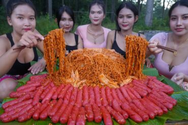 How to cook noodle chili with hotdog recipe and eat - Amazing cooking