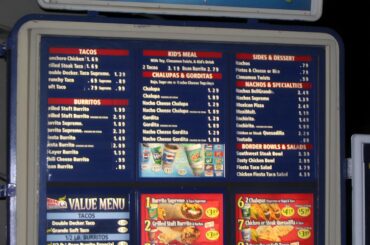 Taco Bell Menu 2005