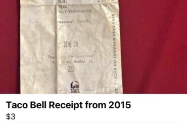2015 Taco Bell receipt on Facebook marketplace