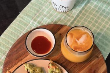 Avocado toast with orange juice “homemade”