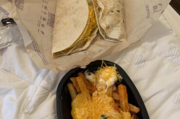 Eating Taco Bell in bed, new nacho fries are good but $6 after tax?