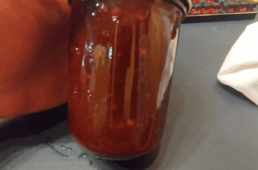 Homemade blackberry chipotle habanero hot sauce