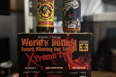 Birthday hot sauce haul.