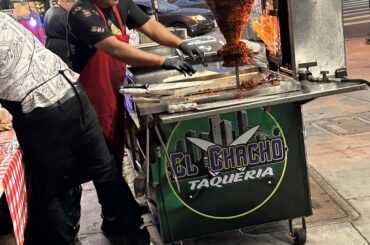 Driving back home from picking up dinner until my husband seen al pastor on el trompo and wanted to stop for a second dinner.