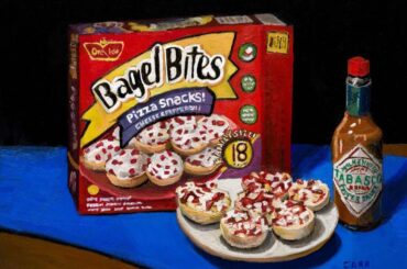 My oil painting of Tabasco with Bagel Bites