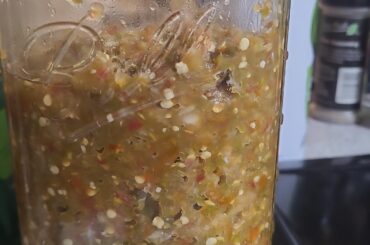 Reproducing Fermented salsa from a Santa Cruz, CA taqueria. Any Santa Cruz folks here? My fermented serrano, garlic, tomatillo, tomato, white onion salsa with 2% salt by weight of the ingredients.
