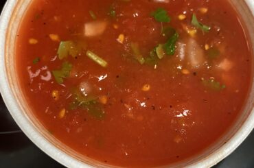 Very vibrant salsa from new place(no filter). If anyone wants to take a crack at how it’s made I would appreciate it!