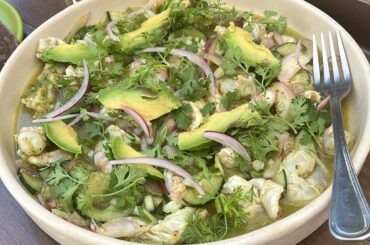 Aguachile de camaron con serrano