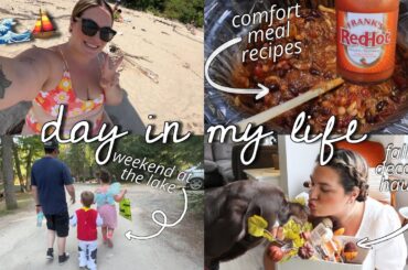 SPEND THE DAY WITH ME- dollar tree fall decor haul, family lake weekend, chili recipe, cozy recipes