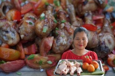 Deep fry chicken drumstick with tomato and bell pepper recipe -  Simple cooking channel