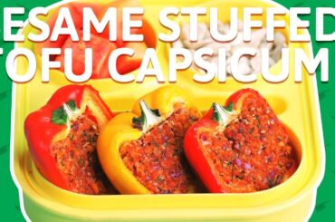 Stuffed Capsicum - Tofu Stuffed Bell Pepper Recipe - Healthy Recipe For Kids Tiffin Box