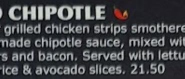 What is in the "chipotle sauce" in this dish?