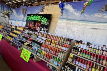 Hot sauce booth’s selection at the Minnesota State Fair