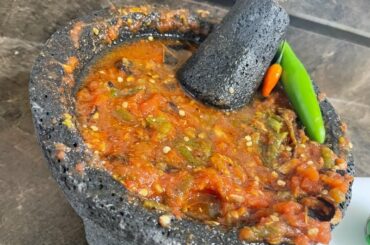Roasted salsa molcajete