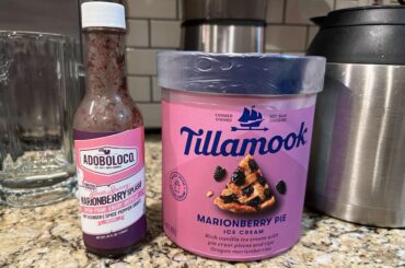 Marionberry hot sauce on ice cream - a perfect match