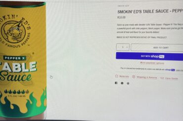 New order. Smokin Ed’s pepper X table sauce.