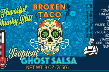 Taste Test: Broken Taco label "Tropical Ghost Salsa" from Walmart ~$4.00 for 9 oz