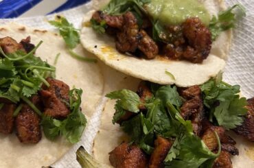 Tacos al pastor with homemade tortillas hit different