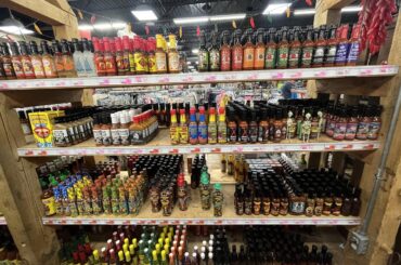 Hot sauces at Boomland Truck Stop/Fireworks, Missouri